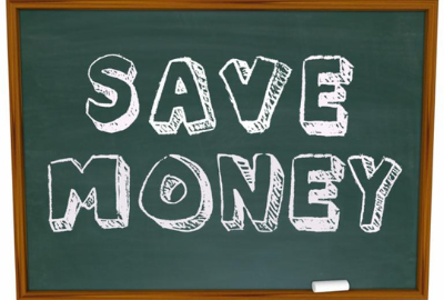 An image of a blackboard with "save money" written on it.